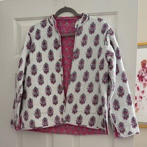 Floral Quilted Jacket - Pink and White
